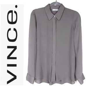 Vince. Collared Concealed Placket button up shirt